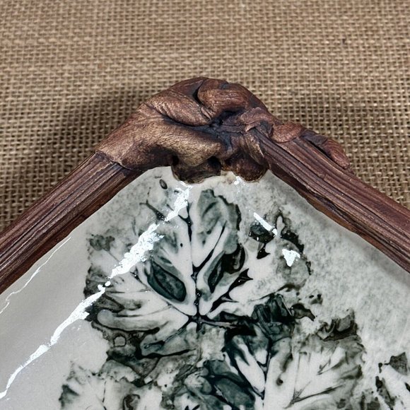 Ellen Evans Terrafirma Square Dish NY‎ Sculpted Pottery 9" Grapes VTG 1999 RARE - Picture 8 of 12